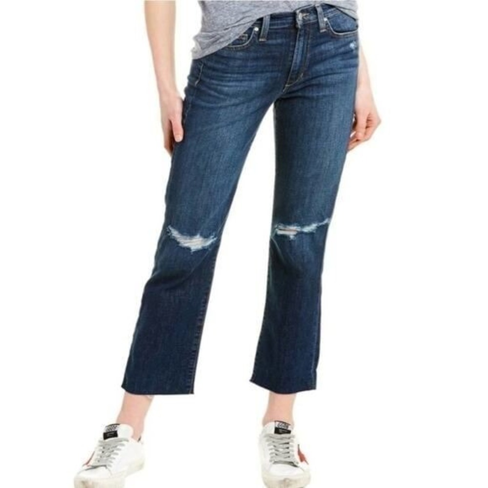 Joe's High Rise Straight Leg Distressed Jeans